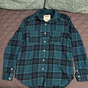 3/$10 Mossimo Supply Co. Teal and Black Plaid Shirt